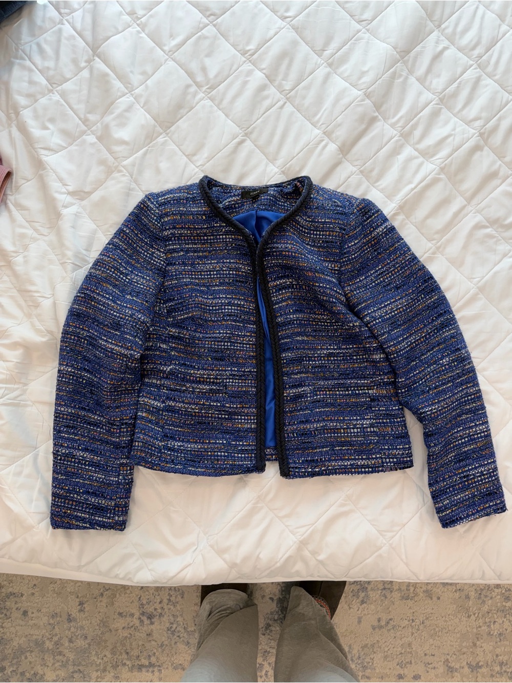 Womens Blue Tweed J. Crew Jacket Size small